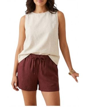Fun 2 Fun Linen Blend Elastic Waist Short - Red