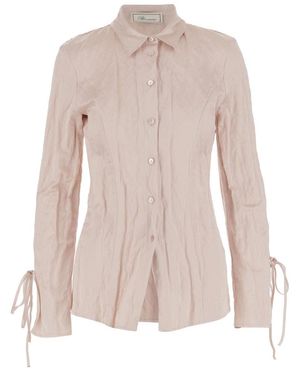 Blumarine Crinkled Satin Shirt - Pink