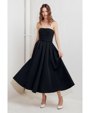 TRUEDAMES Tie Muse Woven Midi Dress - Blue