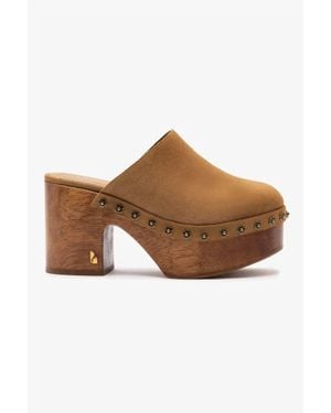 Larroude Miso Wooden Platform Clogs - Brown