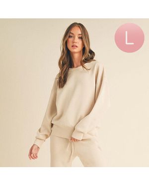 TRUEDAMES Solid Crewneck Scuba Sweatshirt - Natural