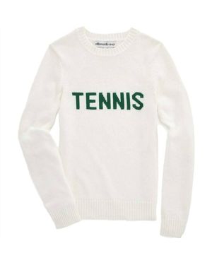 Ellsworth & Ivey Tennis Classic Crewneck Sweater - White