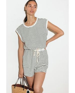 TRUEDAMES Sunset Cove Strip Romper - White