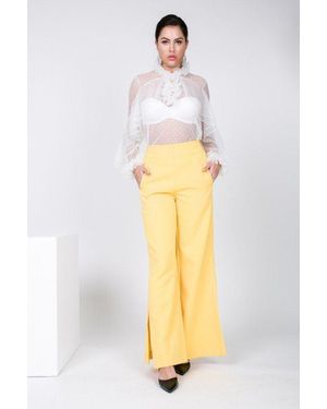 TRUEDAMES Side Slit Detail Wide Leg Pants - Metallic
