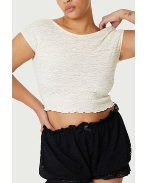 Find Me Now Crepe Mesh Backless Tee Top - Gray