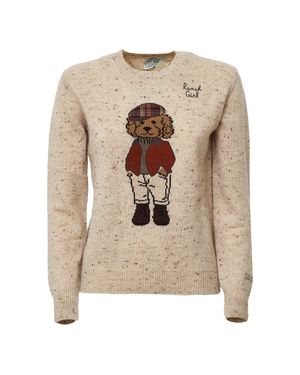 MC2 Saint Barth Donegal Alpaca Illustrated Poodle Sweater - Natural