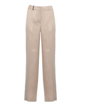 Peserico Linen Straight-Leg Pants - Natural