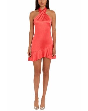 Amanda Uprichard Pollie Dress Silk Halter Mini Dress - Red