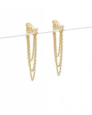 Golden Stella Chain Dangle Earrings - White