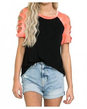 Magic Fit Cutout Top With Tie-Dye - Black