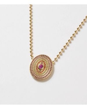 Native Gem Gemstone Disc Necklace - Metallic