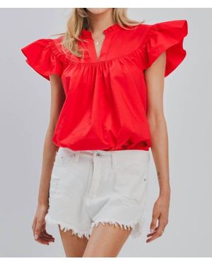 odd92 Flutter Sleeve Blouse - Red