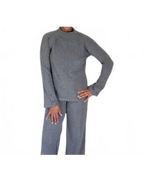 Bobi Raglan Mock Neck Top - Blue