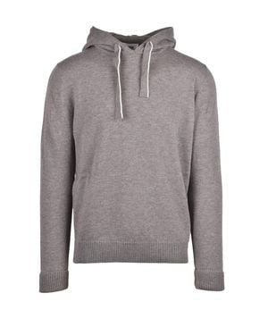Alpha Studio Relaxed Fit Knit Sweatshirt With Hood And Ribbed Details - Gray