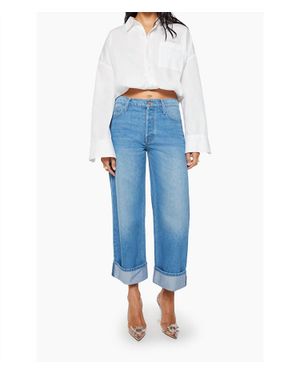 Mother The Smoothie Cropped Cuff Jeans - Blue