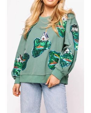 Queen Of Sparkles Moss Lake House Sweatshirt - Green