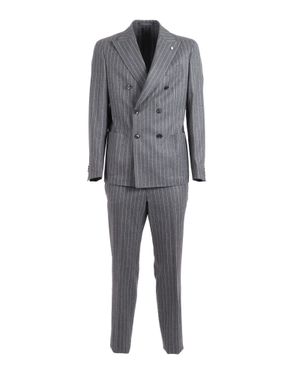 L.B.M. 1911 Pinstripe Double Breasted Suit - Gray