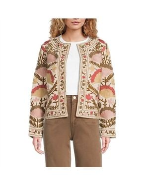 Charlie b Edge To Edge Embroidered Cotton Jacket - Brown