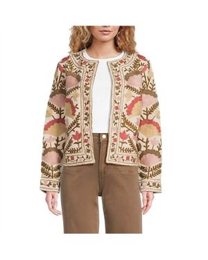 Charlie b Edge To Edge Embroidered Cotton Jacket - Brown