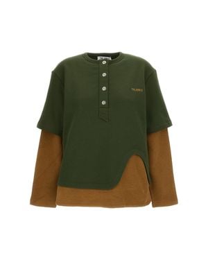 The Attico Layered Design Sweatshirt With Mandarin Collar And Scoop Detail - Green