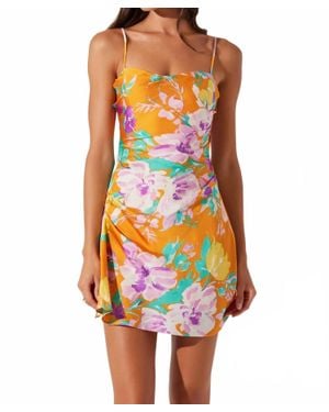 Astr Cerinthe Satin Floral Mini Dress - Orange