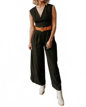 C'isa Nova Sleeveless Belted Jumpsuit - Black