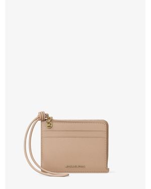 Michael Kors Jet Set Small Pebbled Leather Card Case Wristlet - White