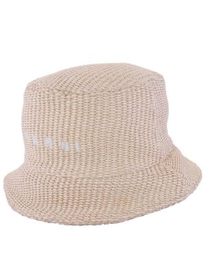 Marni Logo-Embroidered Cotton-Blend Bucket Hat - Natural