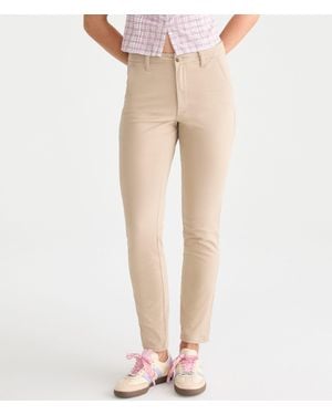 Aéropostale Slim High-Rise Twill Pants - Natural