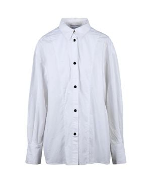 WEILI ZHENG Snap Button Relaxed Fit Cotton Shirt - Blue