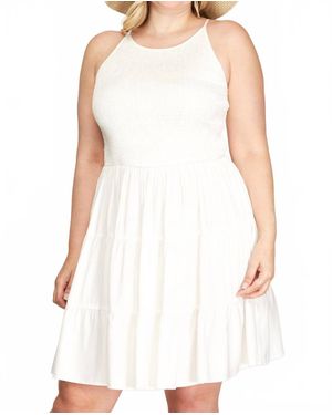 She + Sky Daffodil Cami Smocked Woven Tiered Dress - White