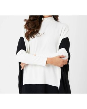 French Kyss Two Tone Poncho - White