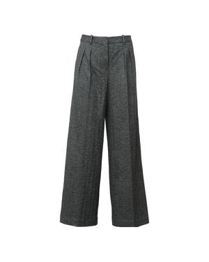 Circolo 1901 Double Pinces Cotton-Wool Wide-Leg Pants - Gray