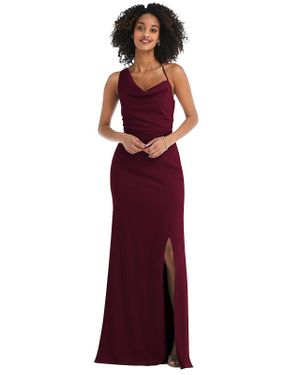 After Six One-Shoulder Draped Cowl-Neck Maxi Dress - Purple
