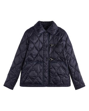 Fay Quilted Wave Stitched Toggle Jacket - Blue