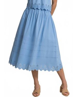 Southern Tide Gigi Eyelet Midi Skirt - Blue