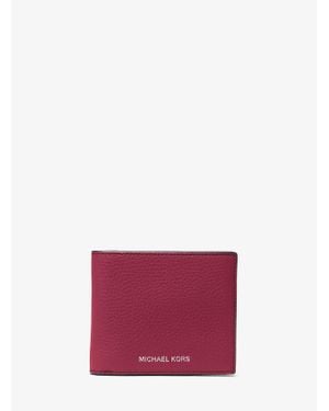 Michael Kors Hudson Pebbled Leather Billfold Wallet - Purple