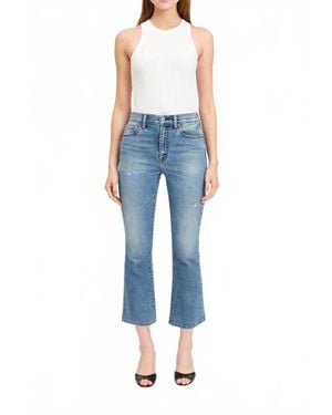 DAZE Shy Girl High Rise Crop Flare Jean - Blue