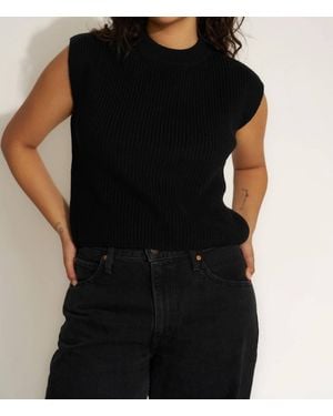 Callaghan Shaker Knit Crewneck Muscle Tee - Black