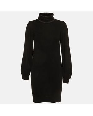 Love Moschino Knit Intarsia Turtle Neck Mini Dress - Black