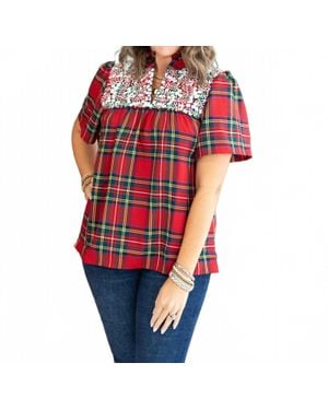 Layerz Clothing Poppie Plaid Top - Red