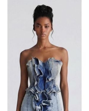 TRUEDAMES Rogue Cascade Denim Corset Top - Blue