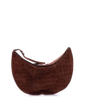 Jacquemus Le Calisso Round Bag Crocodile Embossed Suede - Brown