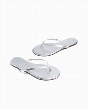 TKEES Lily Metallics Flip Flops - White