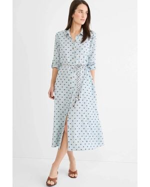 NIC+ZOE Clipped Dot Liana Shirt Dress - Blue