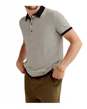 Billy Reid Stripe Sweater Polo Shirt - Gray