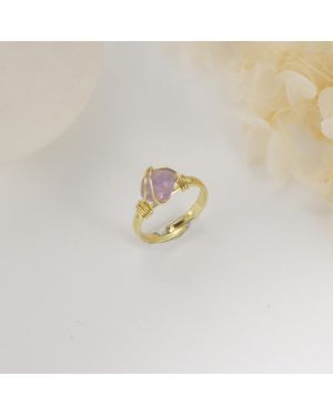 Fashnzfab Crystal Gemstone Ring (Adjustable) - Metallic