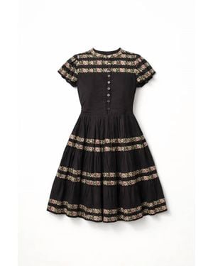 Sea Sybil Embroidery Flutter Sleeve Minidress - Black