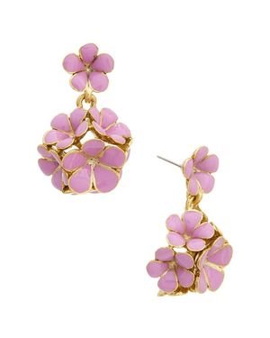 Oscar de la Renta Enamel Floral Earrings - Pink