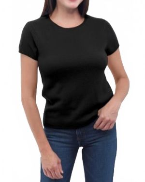 InCashmere Cashmere Luxury Tee - Black